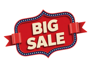 A vibrant red and blue sale banner with the words big sale displayed.