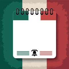 Mexican Calendar with Flag and Bell Design for National Holidays