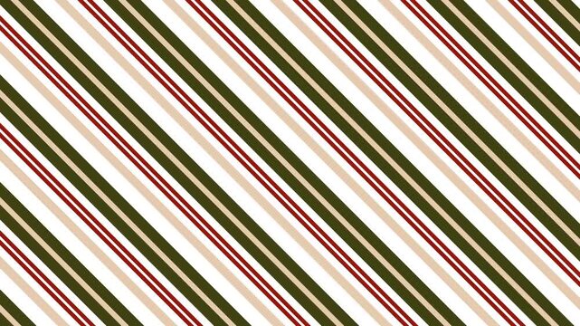 Christmas Seamless animated diagonal striped background in red white and olive colors festive moving pattern holiday abstract motion backdrop perfect for Christmas design decoration presentation
