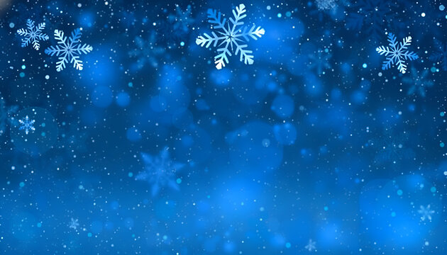 Blue winter holiday background, stock photo Background, Winter, Snow, Snowflake Shape.