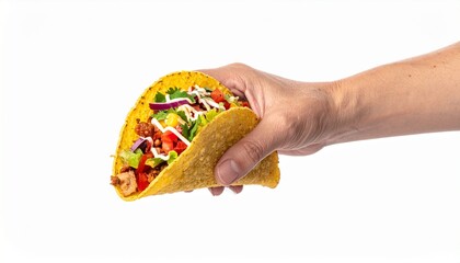 hand holding a taco