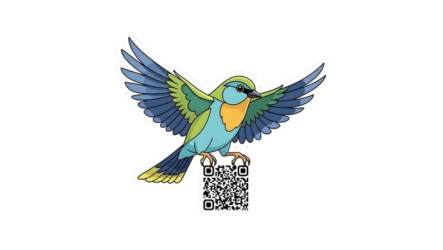 Bird with QR code A unique visual of information exchange and digital integration, bird illustration