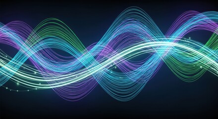 Vivid multicolored digital abstract wave lines representing high-tech data visualization and