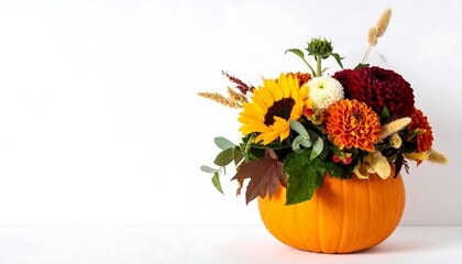 Autumnal Pumpkin Vase - A Vibrant Floral Arrangement.