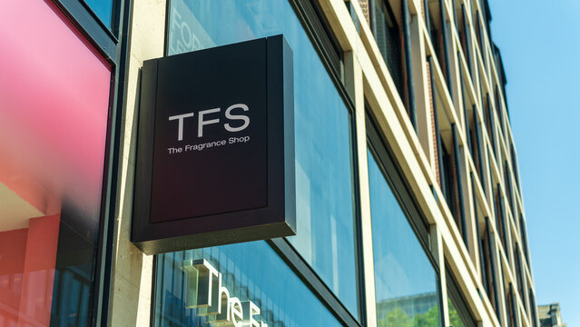 The Fragrance Shop store sign, 24 April, Central London, UK
