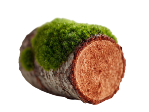 Tree log with green moss patches.