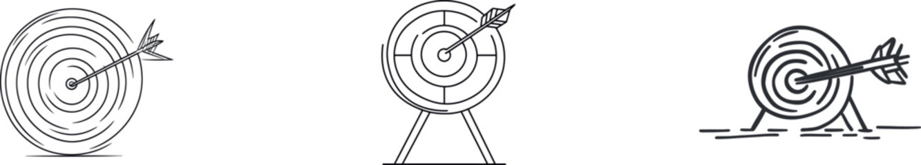A dartboard target is shown with an arrow sticking out, created from one continuous line