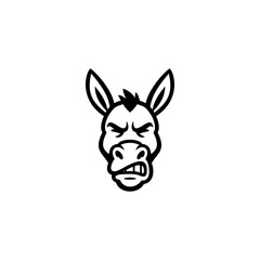 A bold angry donkey mascot illustration featuring sharp lines, expressive eyes, and a fierce expression