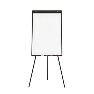 Flip chart on tripod stand isolated on transparent background