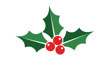A vibrant illustration of classic holly leaves with bright red berries, symbolizing festive cheer and traditional winter holiday celebrations.