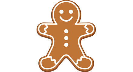 A cheerful, freshly baked gingerbread man cookie, beautifully adorned with classic white icing details, evokes the warmth and festive spirit of the holiday season.