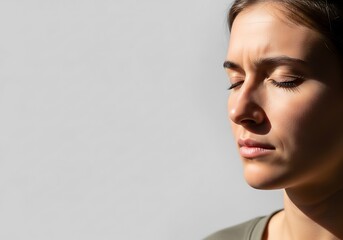 Woman with closed eyes enjoying relaxation and mindfulness in sunlight  
