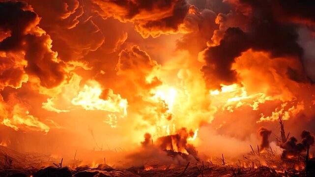 Inferno Explosion with Burning Clouds