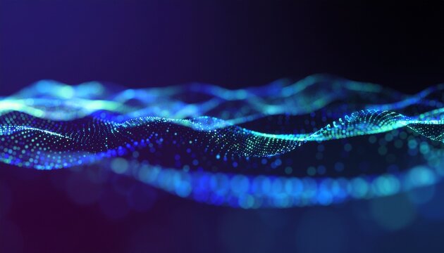 Digital Waves of Technology:  Abstract visualization of digital wave patterns, evoking a sense of data flow, innovation, and technological advancement. These ethereal waves undulate across the frame.
