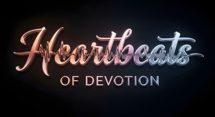 A vibrant and colorful neon sign displays the phrase 'Heartbeats of Devotion' in elegant cursive and modern font styles against a dark background
