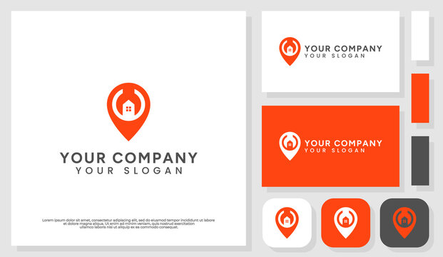 A clean logo combining a house, wrench, and location pin, representing home repair and on site maintenance services. - Powered by Adobe