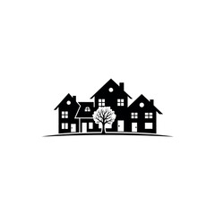 Fototapeta premium Suburb Houses Icon Silhouette