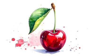 Watercolor Cherry Illustration - A Fresh and Vibrant Design.