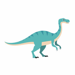 Fototapeta premium Cartoon dinosaur illustration in turquoise and tan colors with stripes