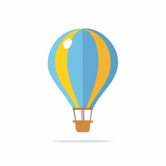 Naklejka premium A Colorful Hot Air Balloon Rides High with Blue and Yellow Stripes