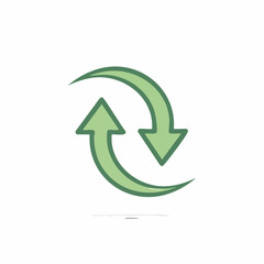 Green curved arrows in a circular motion symbolizing repetition or refresh