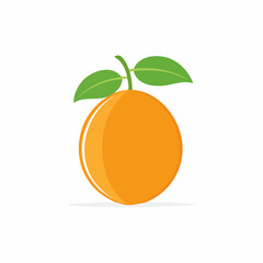 Fresh Orange with Green Leaves Vector Illustration