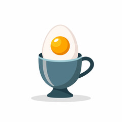 Breakfast illustration of a boiled egg in a modern style egg cup concept isolated