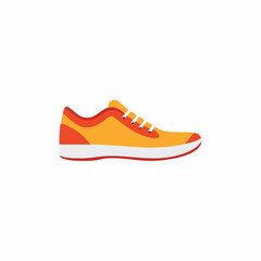 Vibrant orange and yellow athletic running shoe flat vector illustration for sports and fitness