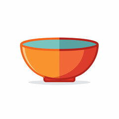 Vibrant orange red and blue stylized illustration of a decorative kitchen serving bowl