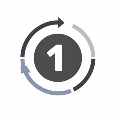 Circular arrow graphic with the number 1 in the center, signifying a step or starting point.