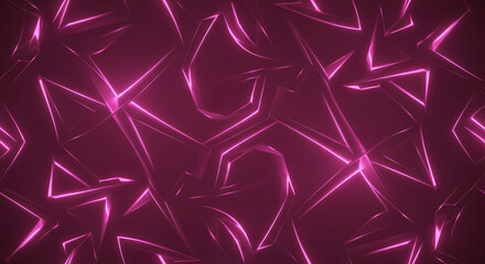 Dynamic abstract geometric neon shapes in vibrant pink create a futuristic modern background for design and technology concepts