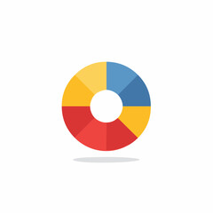 Colorful pie chart graphic with distinct segments and a central hole creating a modern infographic element