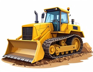 Obraz premium Bulldozer Pushing Soil at Mining Area 