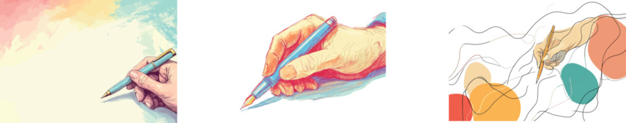 Modern minimalism is represented through continuous single-line drawings made with ink pens or pencils