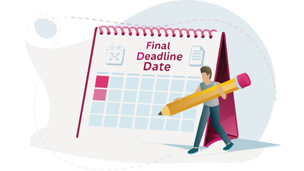 Creative man in isometric perspective holding a giant pencil symbolizing ideas inspiration and artistic creation in a stylized scene