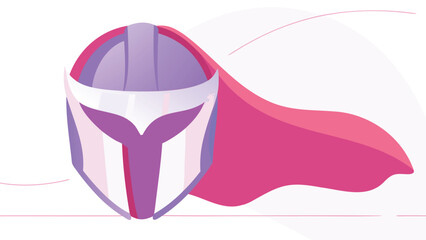 Minimalist superhero helmet and cape icon with a vibrant gradient background perfect for branding and digital applications