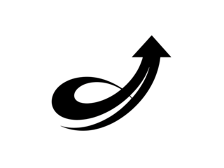 Elegant line art arrow with swirling tail design on transparent background.