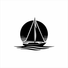 Vector silhouette
Sailboat and sunset with a white background
