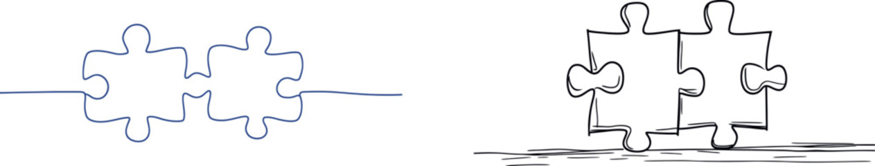 Single line puzzles on a white background isolated