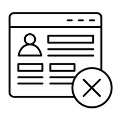 Website with user ban thin line icon, data hoarding concept. Vector graphics. User personal data forbidden, safety sign on white background, style icon mobile or web design. © iconqueen