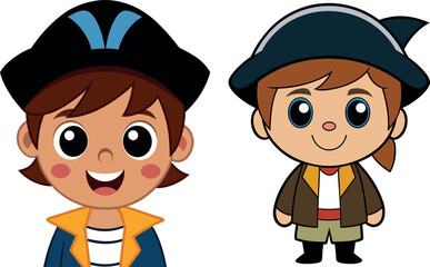 cute pirate boy cartoon, adventure kid vector, sailor costume illustration, ocean explorer artwork, treasure hunter clipart, pirate ship design, kids halloween character, funny pirate drawing, cartoon
