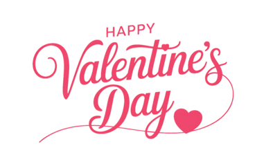 Happy Valentines Day pink script text with heart love