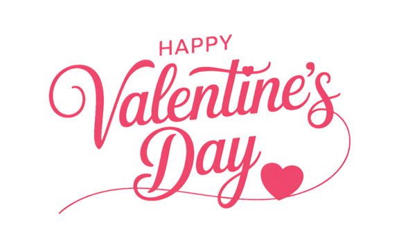 Happy Valentines Day pink script text with heart love