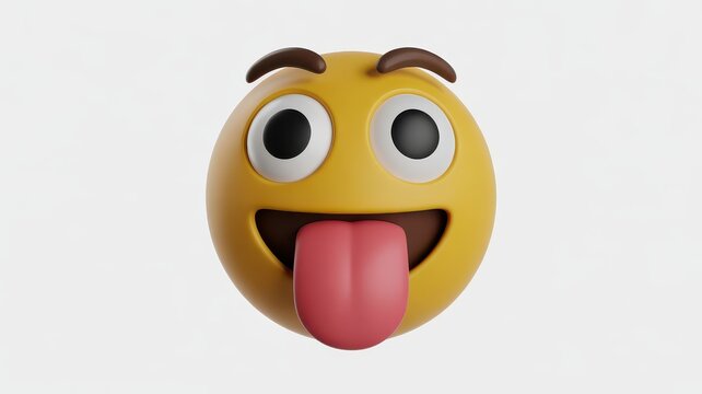 Playful 3d yellow emoji face with tongue out, happy expression