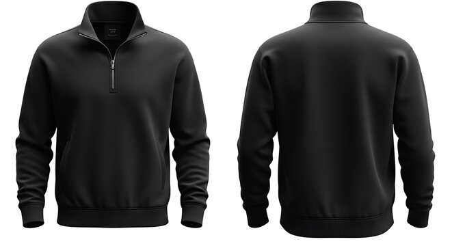 3D mockup of a black color of Quarter Zip Sweatshirt
