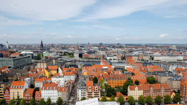 Aerial view of Copenhagen from Church of Our Saviour