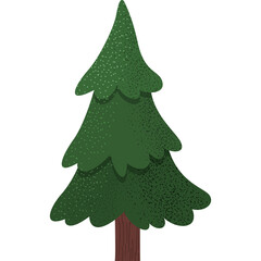 Stylized Green Pine Tree With Brown Trunk And Textured Foliage Isolated On White Background For Nature Design Elements