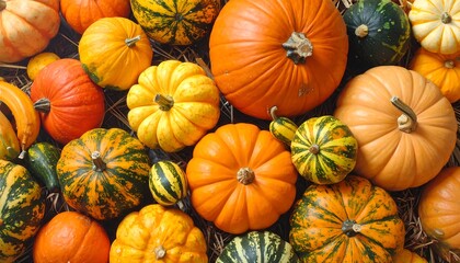 Abundance of Pumpkins and Gourds for Autumn Harvest.