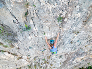 Rock climbing adventure on a vertical face