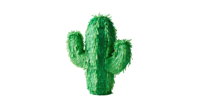 Detailed green cactus illustration pixelated style isolated on transparent background